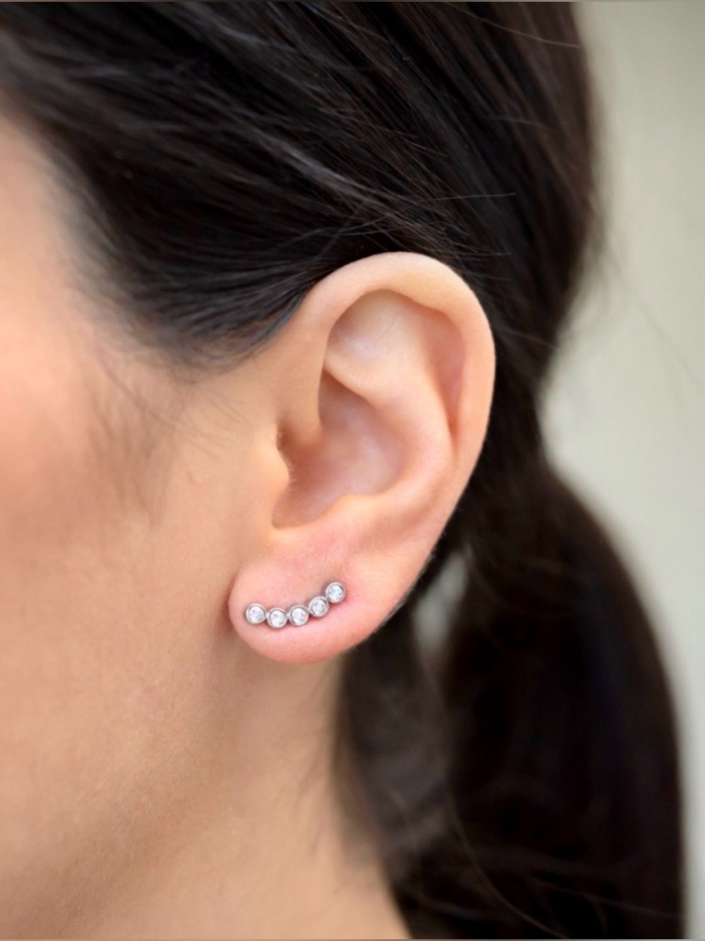 Touchstone Crystal Sterling Silver Clear Zirconia Ear Climbers - Picture 2 of 3